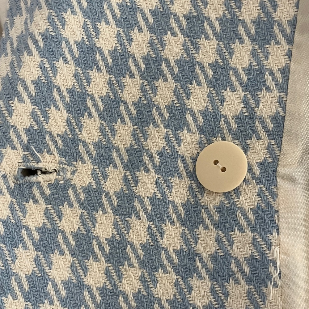 ZARA Houndstooth Double-Breasted Blazer Baby Blue ASO Princess Kate Size Small - Picture 11 of 11